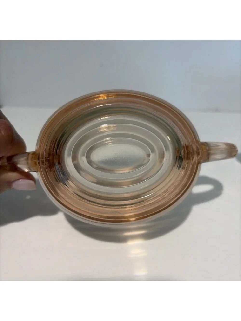 2 VTG Anchor Hocking Manhattan Double Handle Bowls Pink Depression Glass 1930s